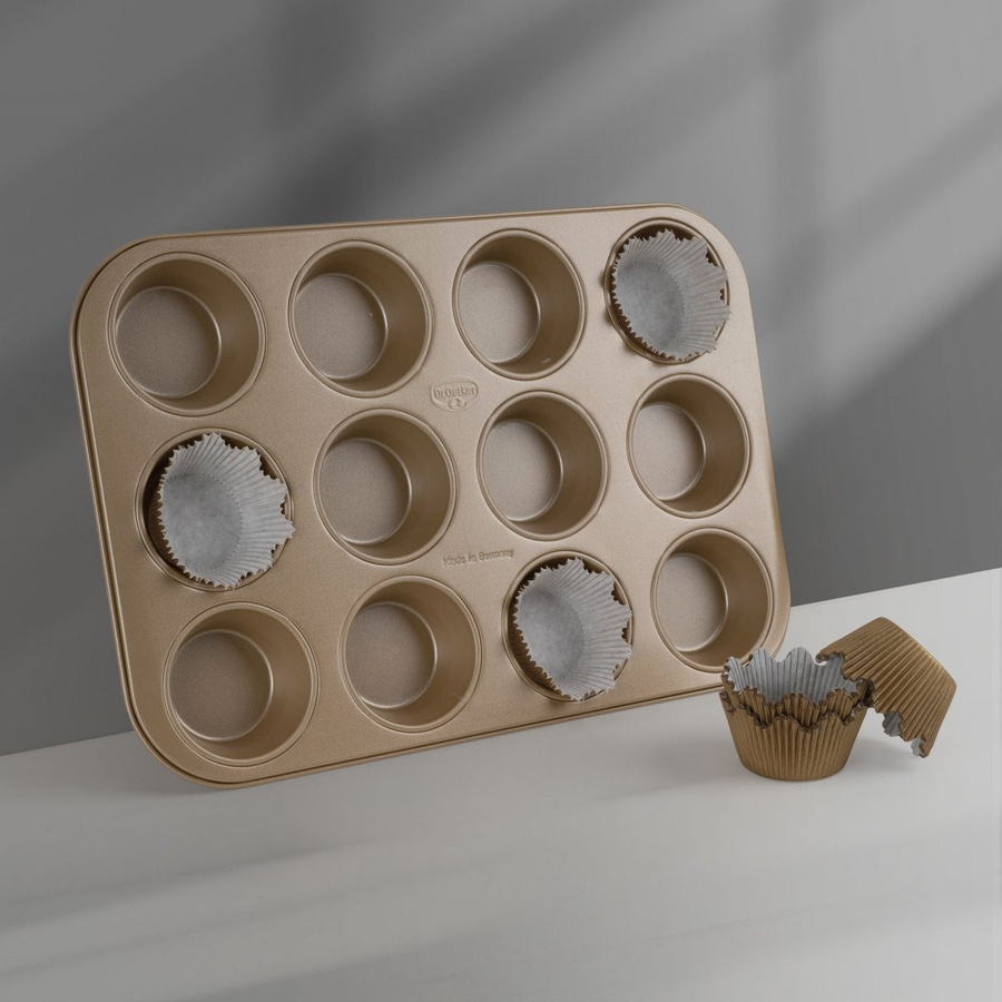 Dr. Oetker Back-Set Goldige Muffins, 2-teiliges Muffin-Tray mit Antihaftbeschichtung, Gold - Bild 2