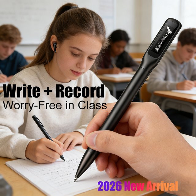 Famue Intelligenter Aufnahmestift mit Sprachaufzeichnung und USB-C Anschluss, Mini-Geheimrekorder in Schwarz mit 360 Grad Omnidirektionaler Aufnahme und direkter Dateiübertragung an Smartphones - Bild 1