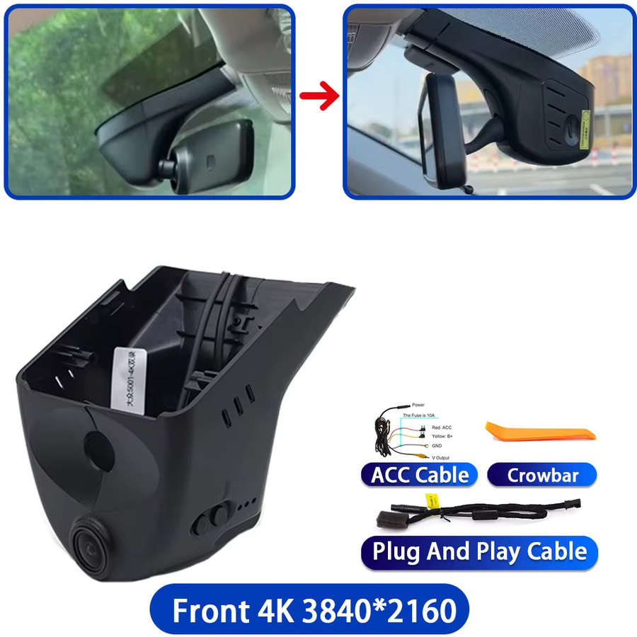 HighCity Dashcam 4K UHD Videorekorder mit WLAN für Volkswagen VW Tayron Tiguan 3 Mk3 2024 2025 2026 in Schwarz - Bild 2