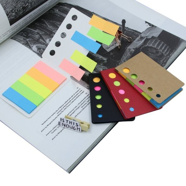 Bunte Klassifizierungsaufkleber aus Kraftpapier für Büro und Schule, Notizblock mit Streifendesign in Multicolor und Gelb - Bild 1