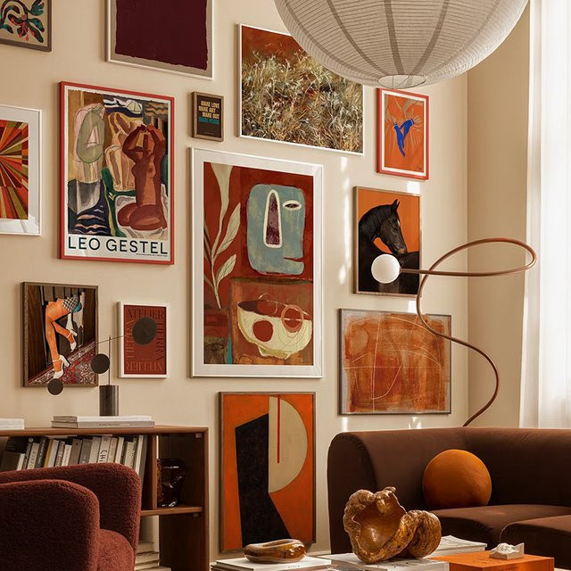 Potdemiel Leinwand-Wandbild Vintage Abstrakte Geometrie in Multicolour - Bild 1