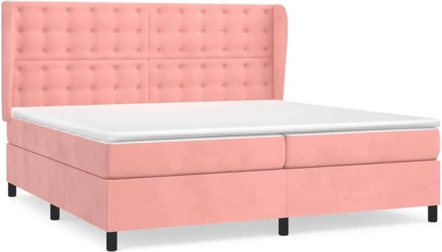 vidaXL Boxspringbett Hybrid mit Matratze Rosa Samt B/T: 200 x 200 cm, Höhe: 118 cm - Bild 1