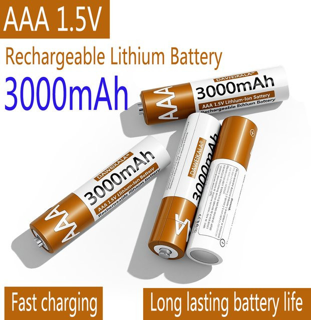 DAWEIKALA Wiederaufladbarer AAA Lithium-Ionen-Akku mit 3000 mAh und USB-C Anschluss, 1,5 V - Bild 1