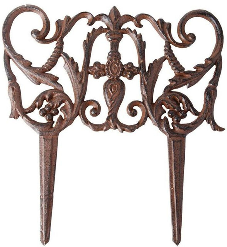 Beetzaun Beeteinfassung aus Gusseisen in Antik-Braun, Ziergitter Beetumrandung, 28 x 30 cm - Bild 2
