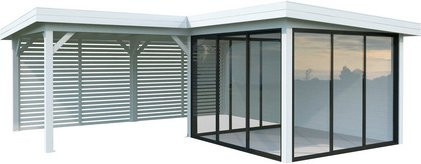 PALMAKO Pavillon Lenna aus Fichtenholz in Weiss mit Pultdach B/T/H: 628 x 628 x 245 cm - Bild 1
