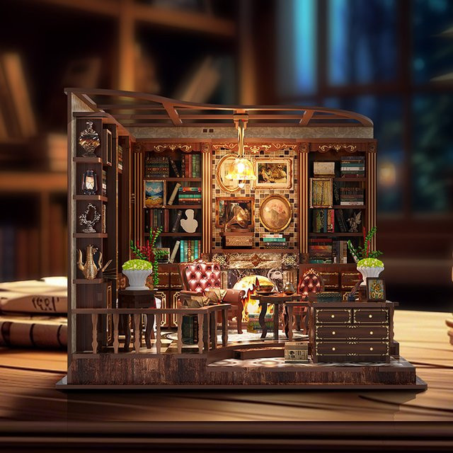 zuuton Retro DIY Holz Puppenhaus, Miniaturen Kits, mit LED-Leuchten, ab 14 Jahren - Bild 1