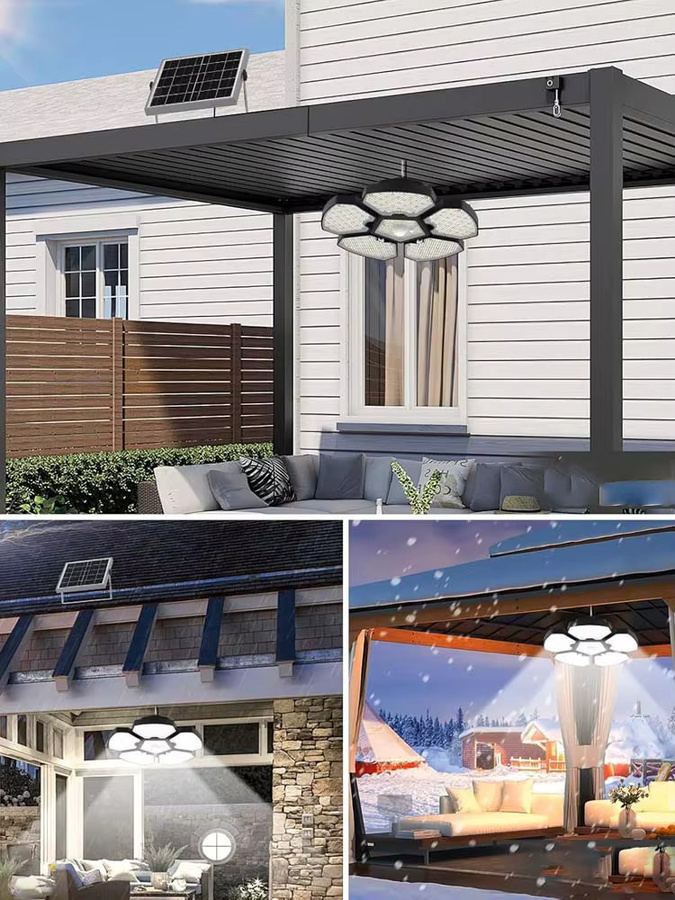 Crepow Solar-LED-Hängelampe mit Bewegungsmelder und 156 LEDs in Weiß für Garten und Balkon - Bild 7