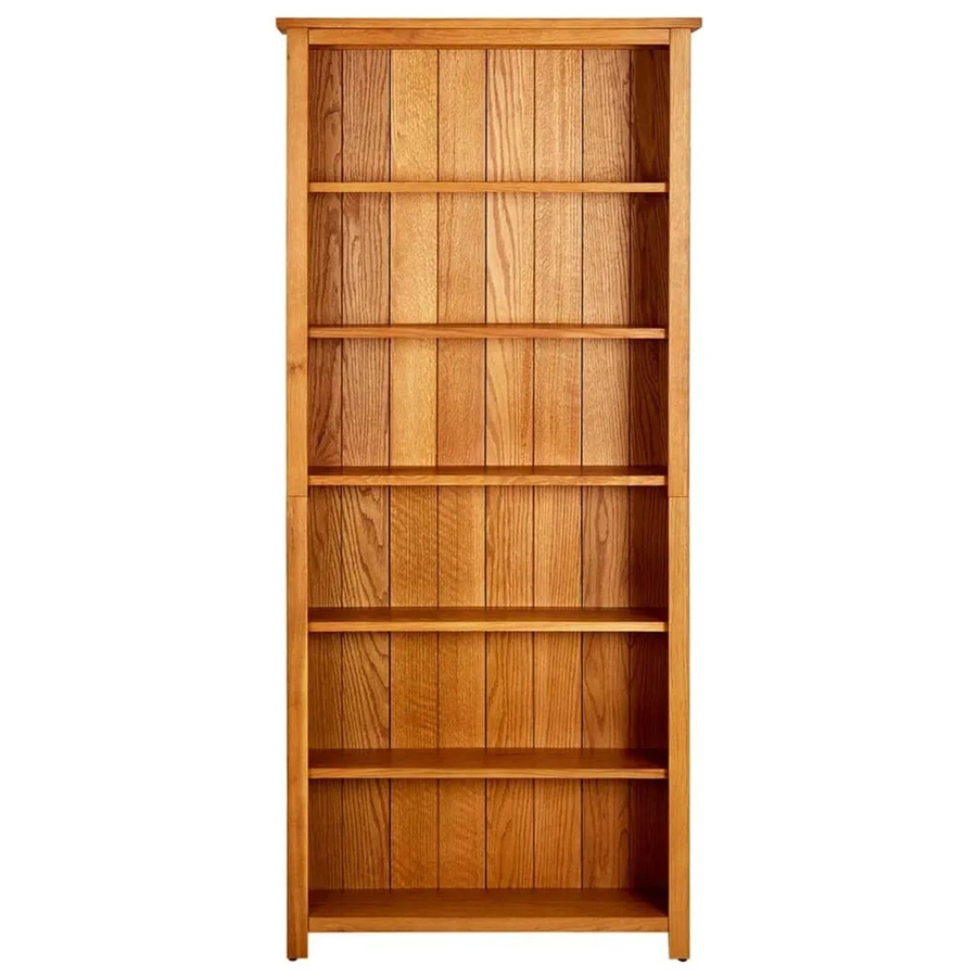 vidaXL Bücherregal aus Massivholz und MDF in Eiche Rustikal Braun mit 6 Fächern, B/T/H: 80 x 22,5 x 180 cm - Bild 2