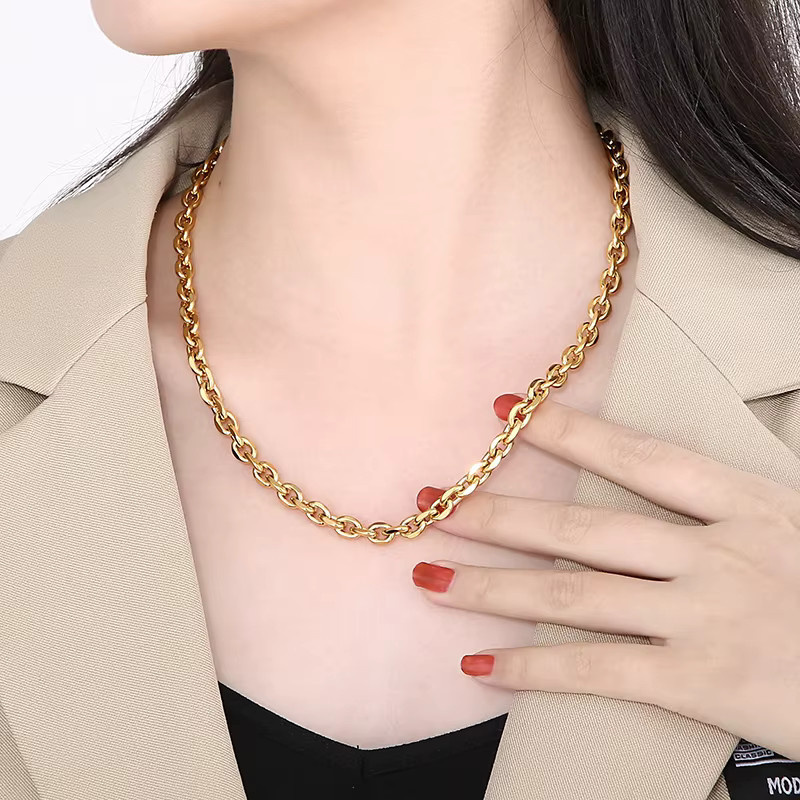HAOYI Halskette Edelstahl, Gold, Unisex - Bild 2