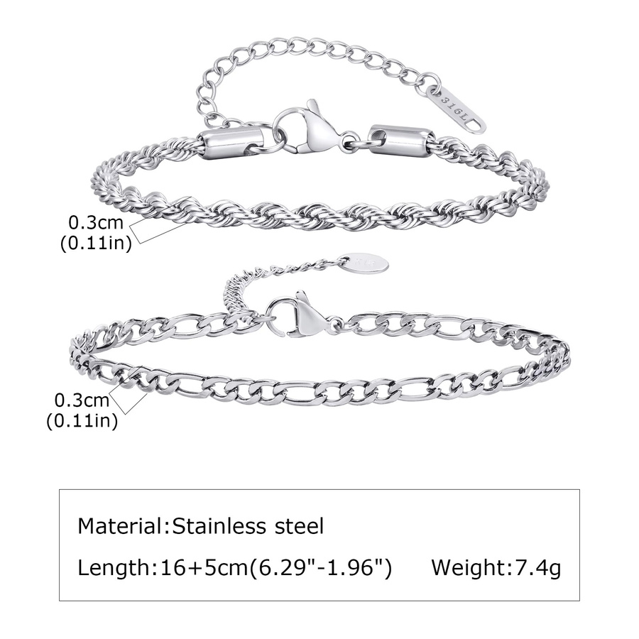 mprainbow Kettenarmbänder Edelstahl, silber, Herren - Bild 2