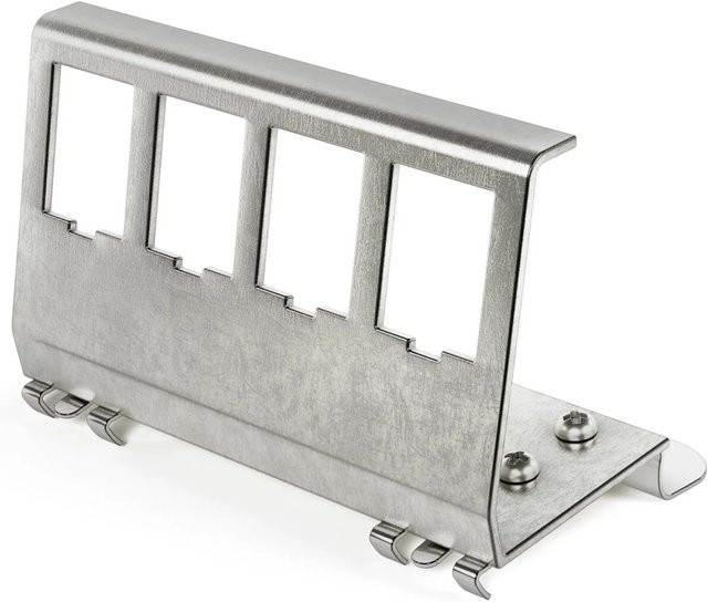 hb-digital Hutschienenadapter aus Edelstahl für 4 Keystone Module, passend für 35mm DIN-Schienen, Farbe: Silber - Bild 1