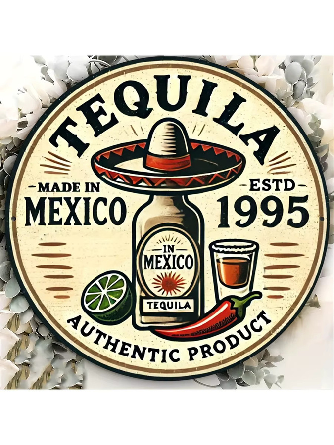 Potdemiel Tequila Wandkunstschild aus Metall im Vintage-Stil, Mehrfarbig, B/H: 20,3 x 20,3 cm - Bild 6