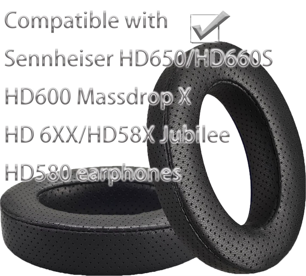 ERIKOLE Ersatz-Ohrpolster aus Schaffell in Schwarz für Sennheiser HD600, HD650, HD660S und HD545 Kopfhörer (Lammfell perforiert) - Bild 2