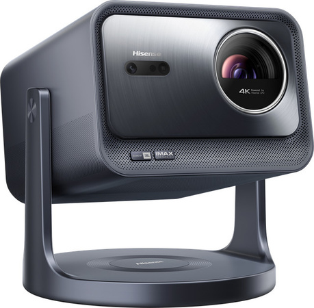 Hisense C2-PRO Smart Mini Beamer in Grau mit 4K UHD Laser Projektion und HDMI, USB-A sowie Ethernet-Anschluss
