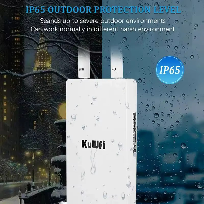 KuWFi Industrial Outdoor 4G LTE WLAN-Router mit Dualband und IP68 wasserdichtem Gehäuse in Weiß - Bild 2
