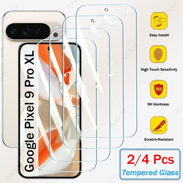 2/4er Set Displayschutzfolien aus gehärtetem Glas für Google Pixel 9, Pixel 9 Pro XL und Pixel 8 Pro XL, transparente Vollabdeckung mit Kleber - Bild 1