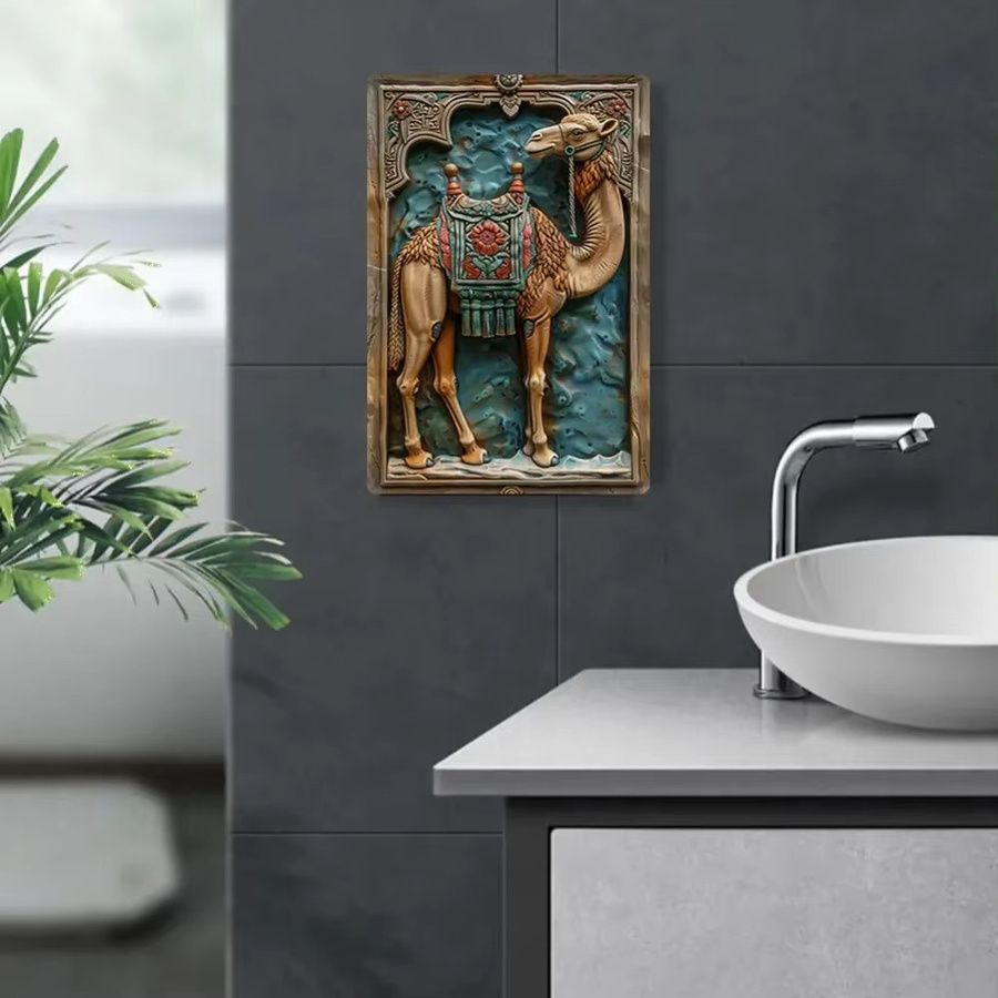 Potdemiel Kamel Wandkunst aus Metall im Vintage-Design mit Relief-Optik - Bild 2