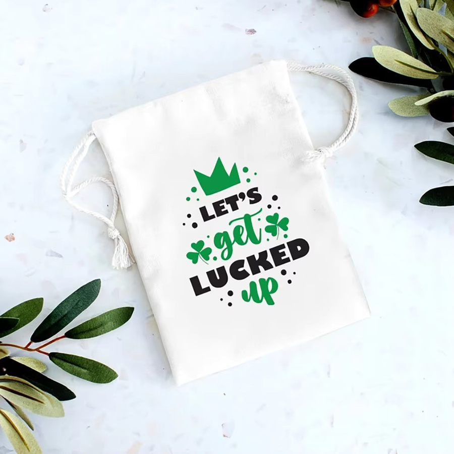 Lets Get Lucked Up St. Patrick's Day Geschenkbeutel mit Kleeblatt-Motiv in Weiß - Bild 2