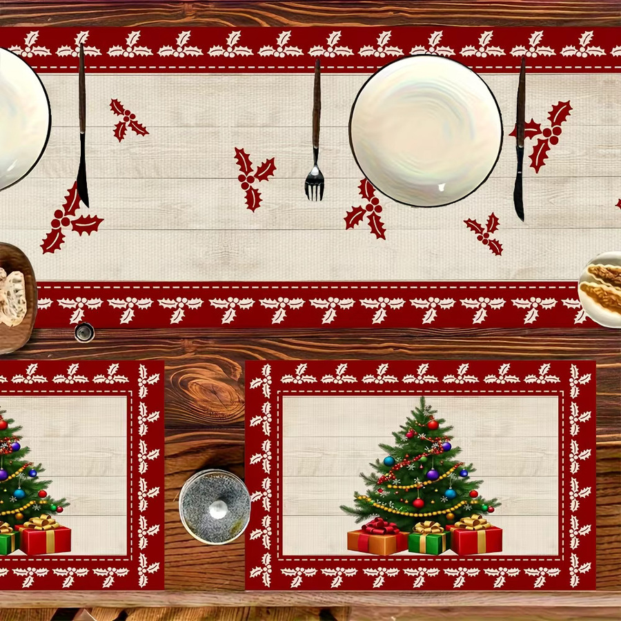 JIT Tischläufer Weihnachtsbaum-Design in Rot, rechteckig, klassisch und charmant - Bild 3