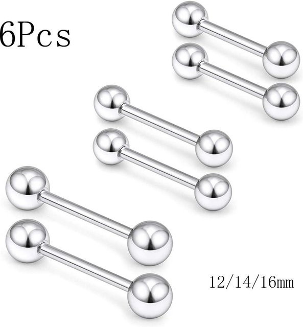 Piercing Barbell Edelstahl, 3 Paar, Weiß, Unisex - Bild 1
