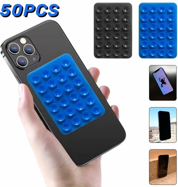 Quadratischer Universal-Silikon-Saugnapf in Schwarz für Handy, Tablet und Gepäck - Bild 1