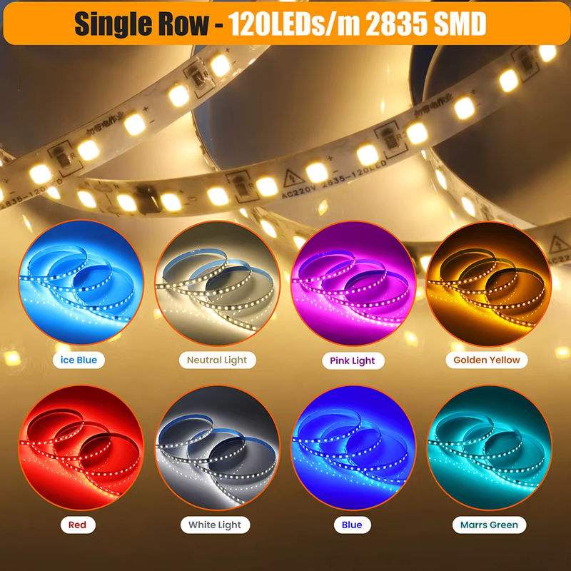 KISUFU RGB LED-Streifen mit 9 Farben, IP55 wasserfest, selbstklebend, AC 230V für die Home-Beleuchtung, Multicolor und Weiß - Bild 3