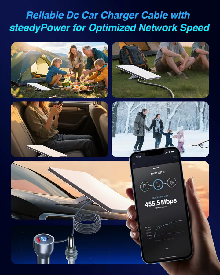 Autoladegerät für Starlink Mini mit USB-C Anschluss und Digitalanzeige, 3 Meter DC-Stromkabel als Zigarettenanzünder-Adapter, Schwarz - Bild 6