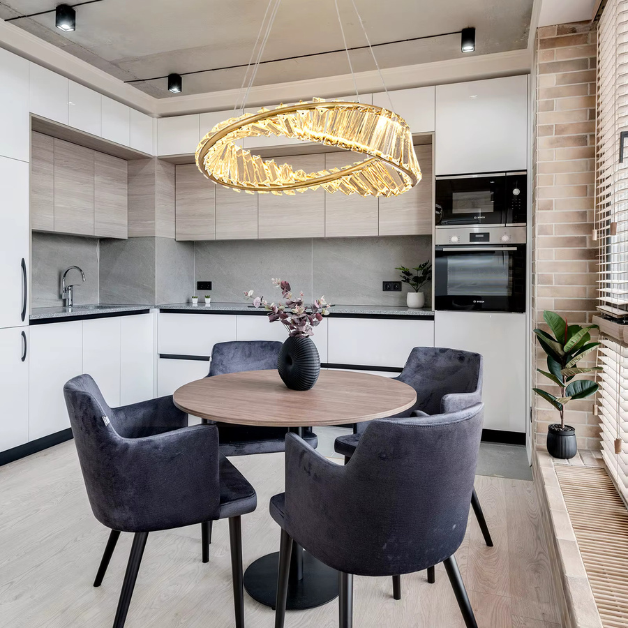 VETRULUS Moderner LED Kristall Kronleuchter in Gold mit Ring-Design für dein Wohnzimmer - Bild 4