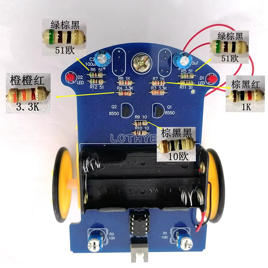 LOTHYE D2-1 Smart Kits Patrol, lichtempfindlicher Roboter, DIY-Elektronik-Kit, Fahrzeuge - Bild 4
