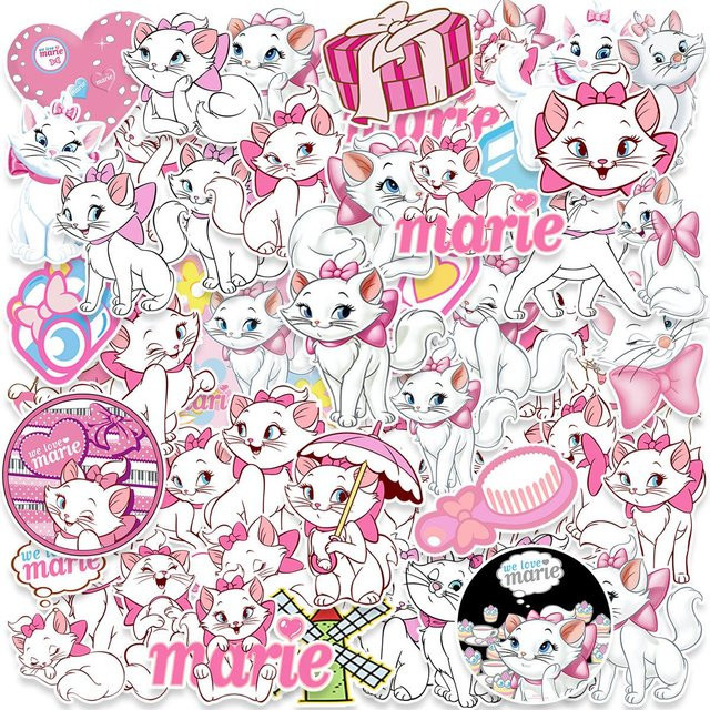 Marie Katze Anime Die Aristocats Aufkleber, 50 Stück, pink - Bild 1