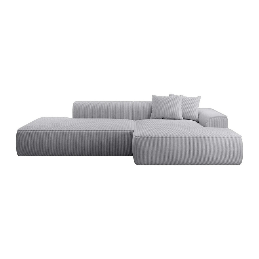 Vente-unique Sofa Erynel in Lichtgrau mit Cordbezug und L-Form ohne Schlafmöglichkeit Breite: 305 cm - Bild 2