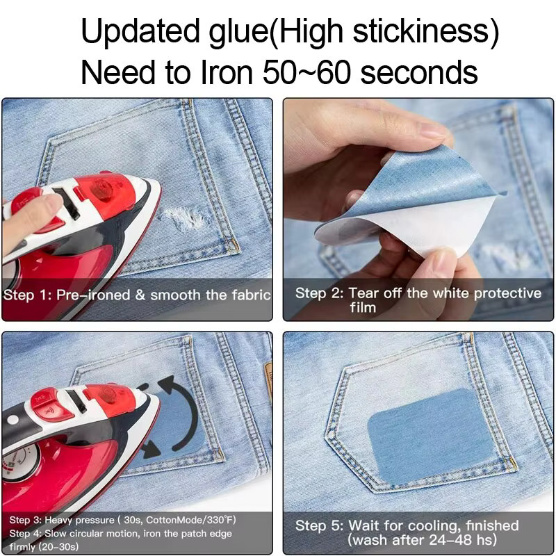 Denim-Aufnäher Reparaturset aus 100 % Baumwolle in Blau für Jeans und Kleidung - Bild 2