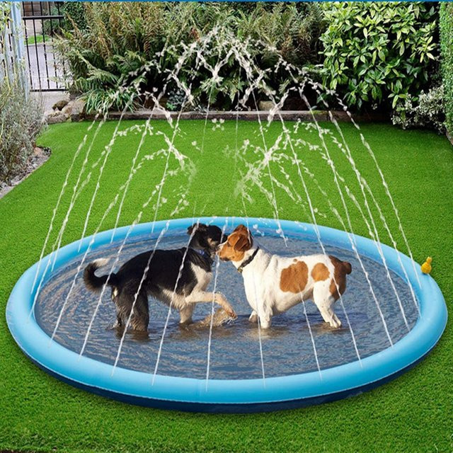 Sommer Haustier Schwimmbad aufblasbare Wasser Sprinkler Pad, interaktives Brunnen Spielzeug für Hunde - Bild 1