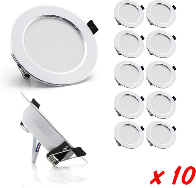 10er Set LED Deckenstrahler Rund in Weiß als Einbau Downlight für Innenbeleuchtung AC 220 V - Bild 1