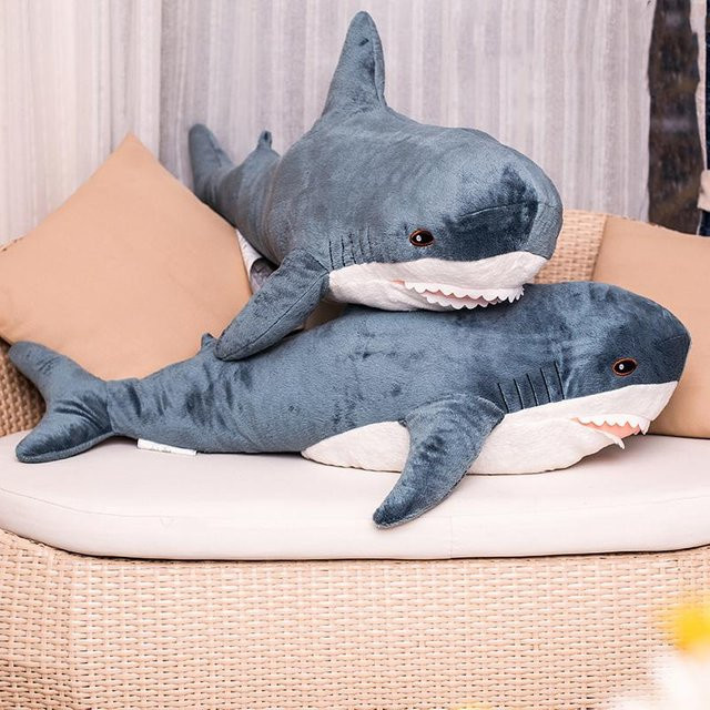 Haifisch-Stofftier, Plüsch / Textil, 60cm, Blau - Bild 1