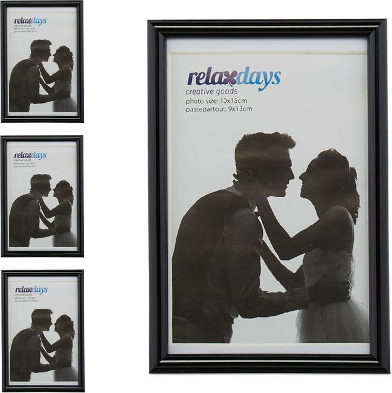 4er Set Bilderrahmen von RELAXDAYS in Schwarz, Modernes Design mit Passepartout, Rechteckig, für Tischaufstellung oder Wandmontage, B/H: 10 x 15 cm - Bild 1