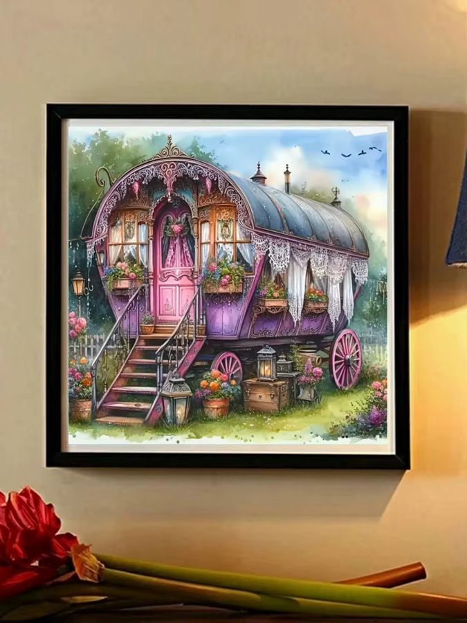 Potdemiel DIY Diamantmalerei Wohnmobil Landschaft als 5D Mosaik-Stickerei Set in Multicolor - Bild 2