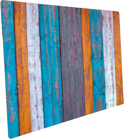 mySPOTTI Mini-Spritzschutz Wainscot aus Aluverbund in Holzoptik, Farbe: Multicolour/Türkis, Breite: 59,0 cm, Höhe: 41,0 cm - Bild 1