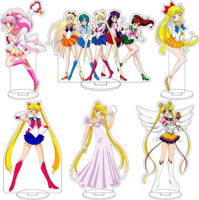 Bandai Anime Tsukino Usagi Serena Tsukuki Ami Mizuno Aino Minako Hino Rei Kino Makoto Cos Acryl-Figur Ständer, 16cm - Bild 1