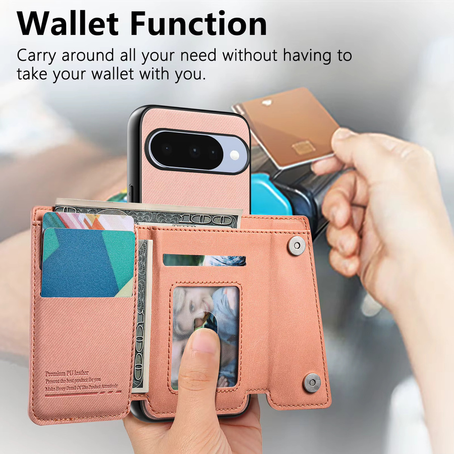 SZMUGUA Magnetische Brieftaschen-Handyhülle mit Kartenhalter und Reißverschlusstasche für Google Pixel 10 Pro XL 9A 9, Grün - Bild 1