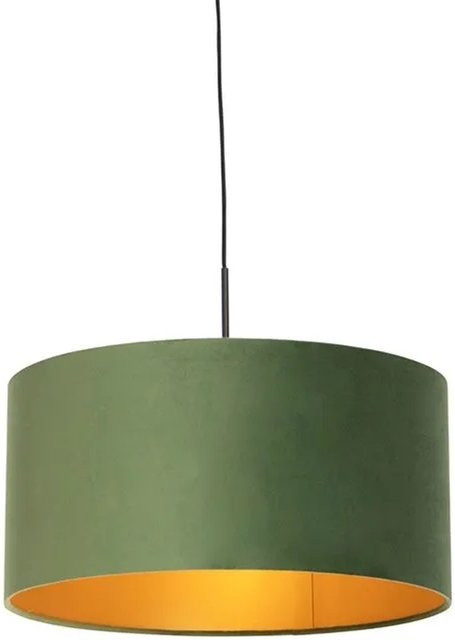 QAZQA Hängelampe mit Veloursschirm in Grün und Gold, dimmbar, E27, Durchmesser: 50 cm - Bild 1