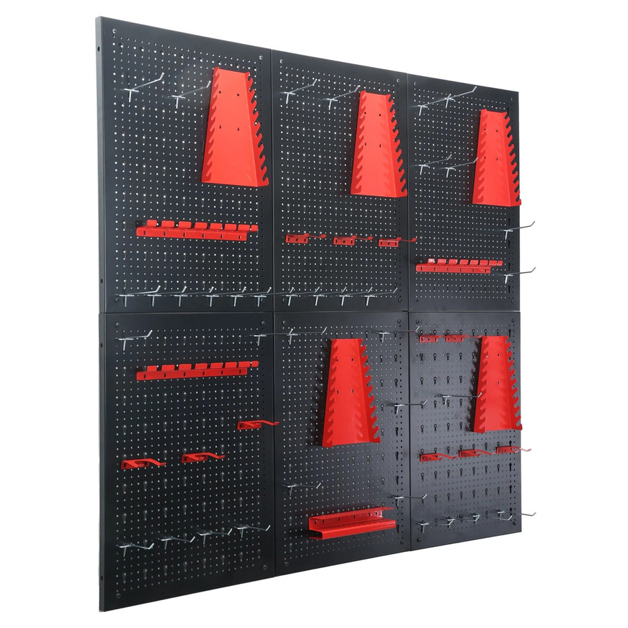 Floordirekt Werkzeugwand Parker Lochwand Set aus Metall mit Zubehör, Schwarz Rot, 6 Platten, B/H: 600 x 400 cm - Bild 2