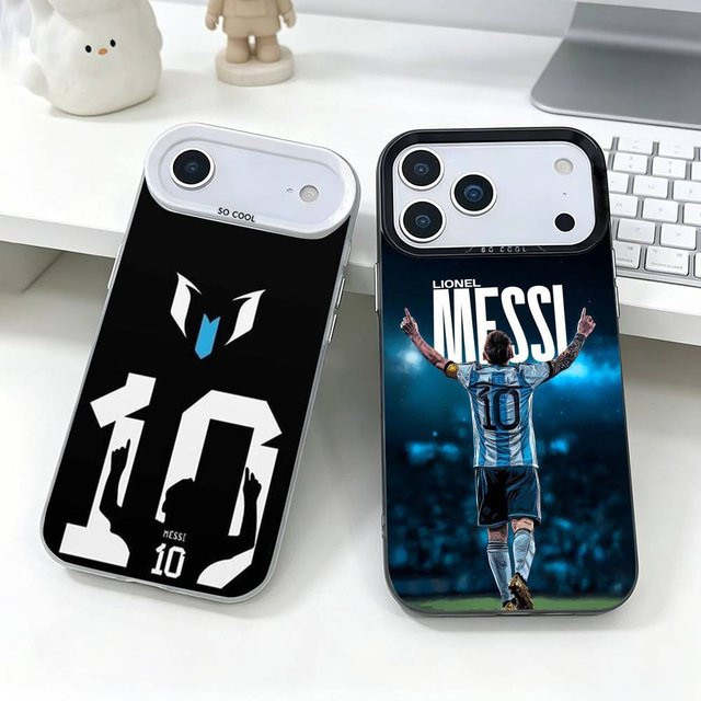 King-Football Messi-i Handyhülle für iPhone 17, 16, 15, 14, 13, 12, 11 Plus, Pro Max, XS in Silber - Bild 1