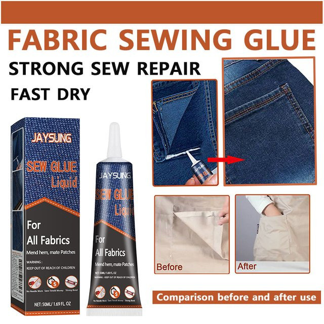 VIE LENTE Textilkleber für Stoff und Leder zum Ausbessern von Kleidung, 50 ml, Blau - Bild 1