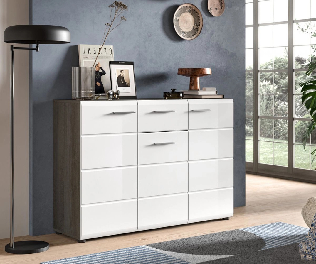 Inn.Furn Sideboard Rumba in Weiß Hochglanz und Grau, Breite: 120 cm - Bild 2