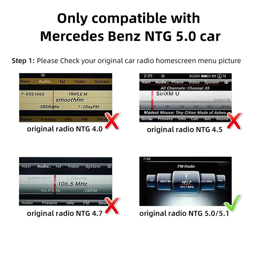 AUTOABC Wireless CarPlay und Android Auto Adapter für Mercedes Benz C-Klasse GLC W205 V-Klasse W447 NTG5.0 5.1 System in Silber - Bild 3