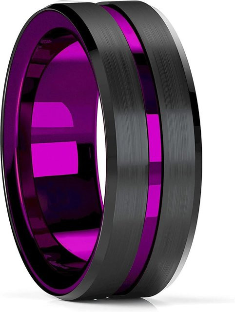 YIRAN Ring Wolfram, Schwarz, Zirkonia, Herren, 8mm - Bild 1