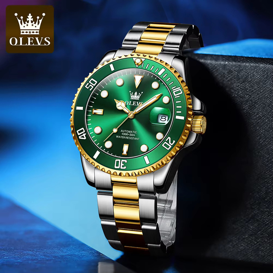 OLEVS Armbanduhr Automatik, Edelstahl, Grün, Herren - Bild 4