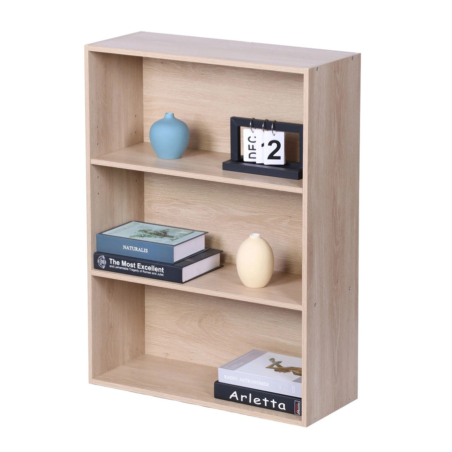 Relaxdays Bücherregal aus Holzwerkstoff in Eiche mit verstellbaren Regalböden, H: 82 cm, B: 60 cm, T: 24 cm - Bild 2