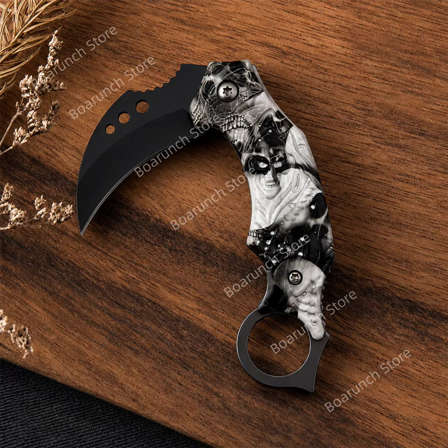Personalisierbares Outdoor Klappmesser mit Adlerklaue und Wolfsmotiv, gebogenes Taschenmesser für Camping und unterwegs - Bild 4